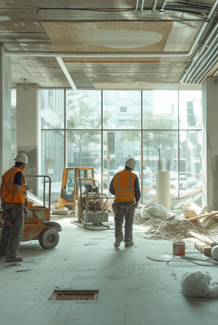 Dos Trabajadores en una obra publica civil en donde hay Tubería de Acero al Carbón